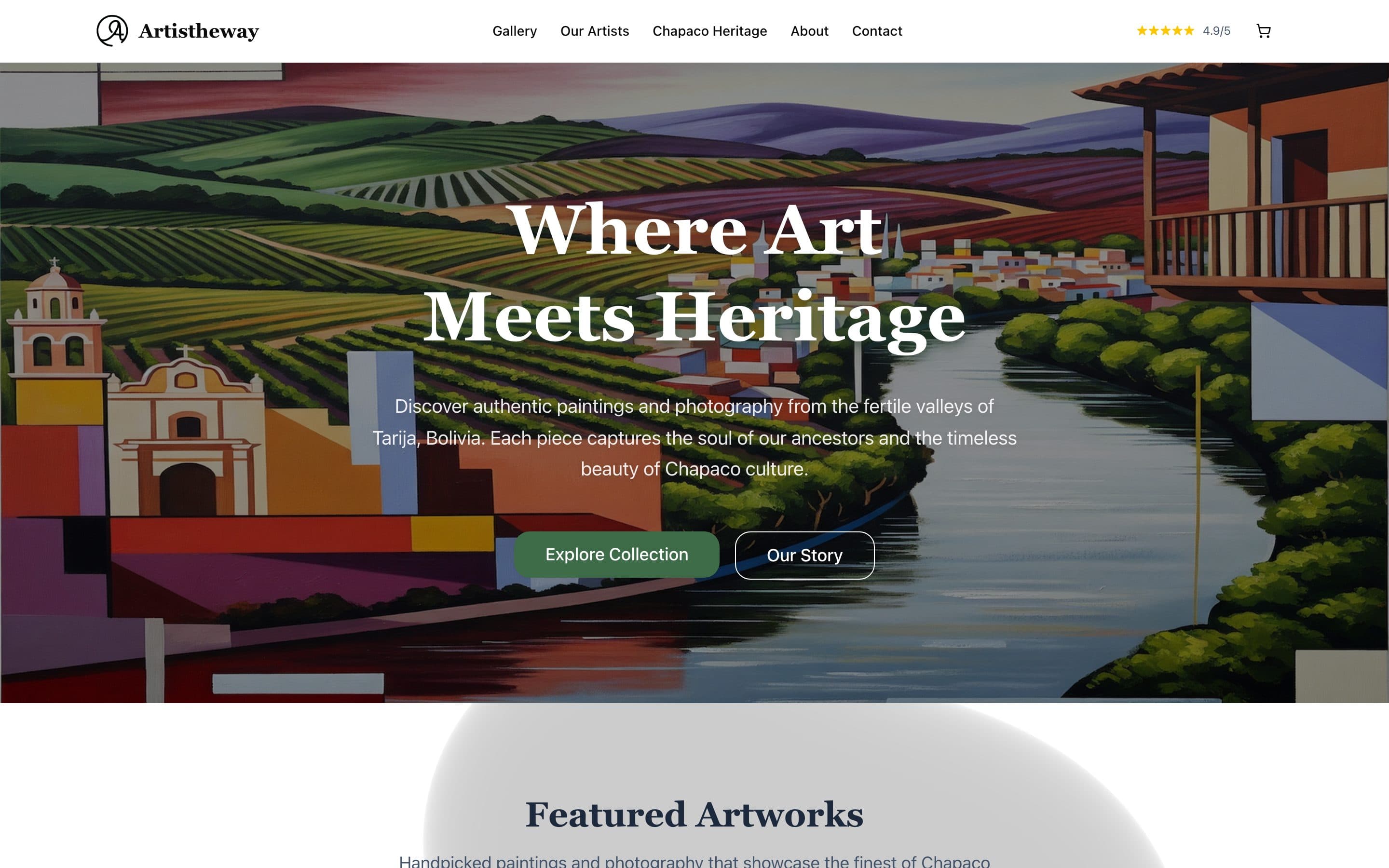 Home de Artistheway en desktop